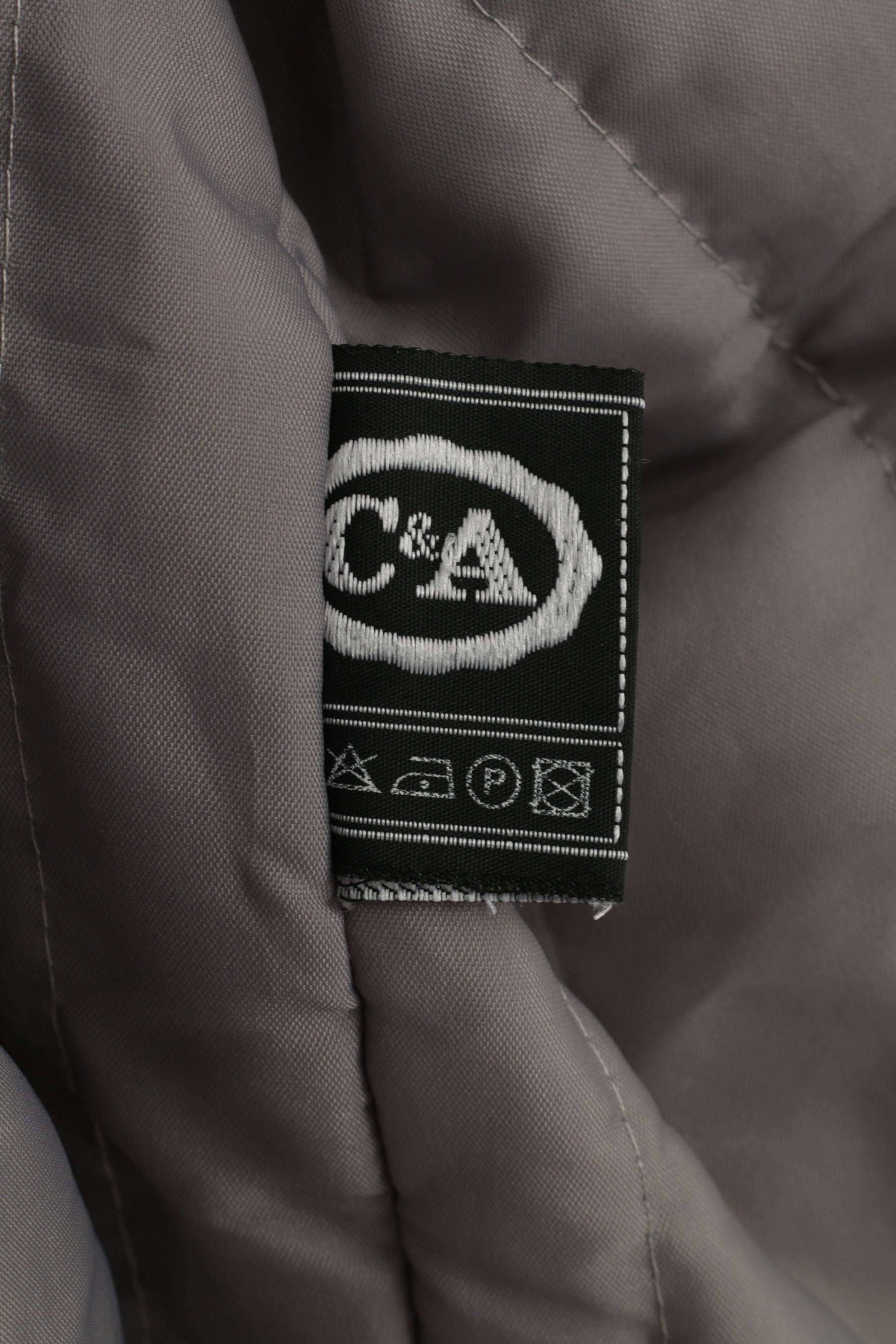 C&amp;A Femmes 50 3XL Veste Fermeture Éclair Complète Abstrait Gris Épaulettes Haut Vintage