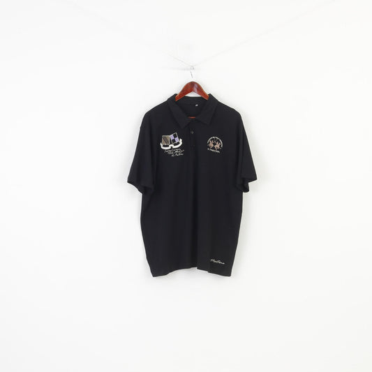 La Martina Men 3XL Polo Shirt Short Sleeve Sport Black Collar Vintage Top