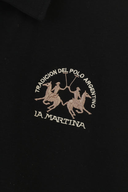 La Martina Men 3XL Polo Shirt Short Sleeve Sport Black Collar Vintage Top