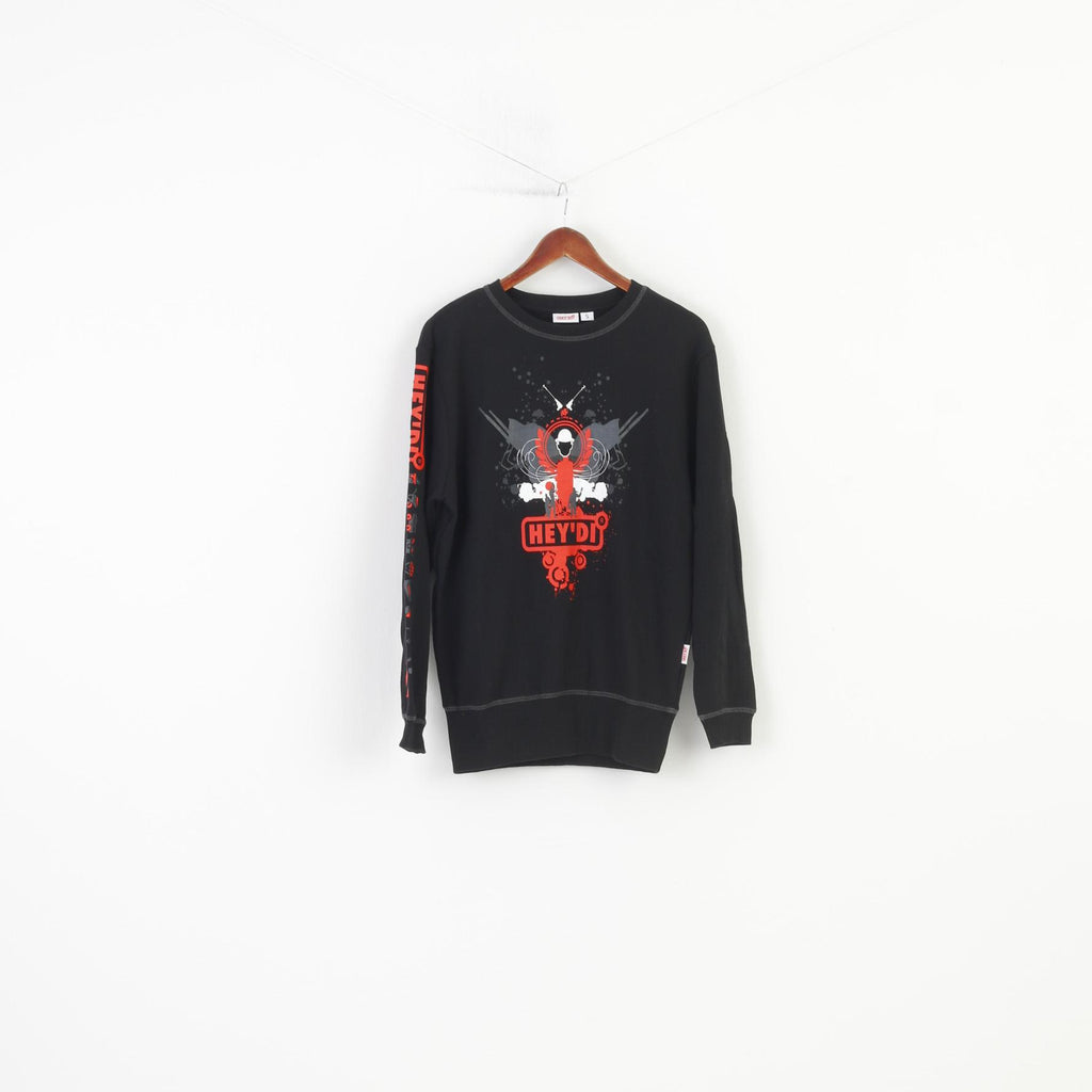 Hey'di Men S Sweatshirt Black Crew Neck Padded Cotton Graphic Top