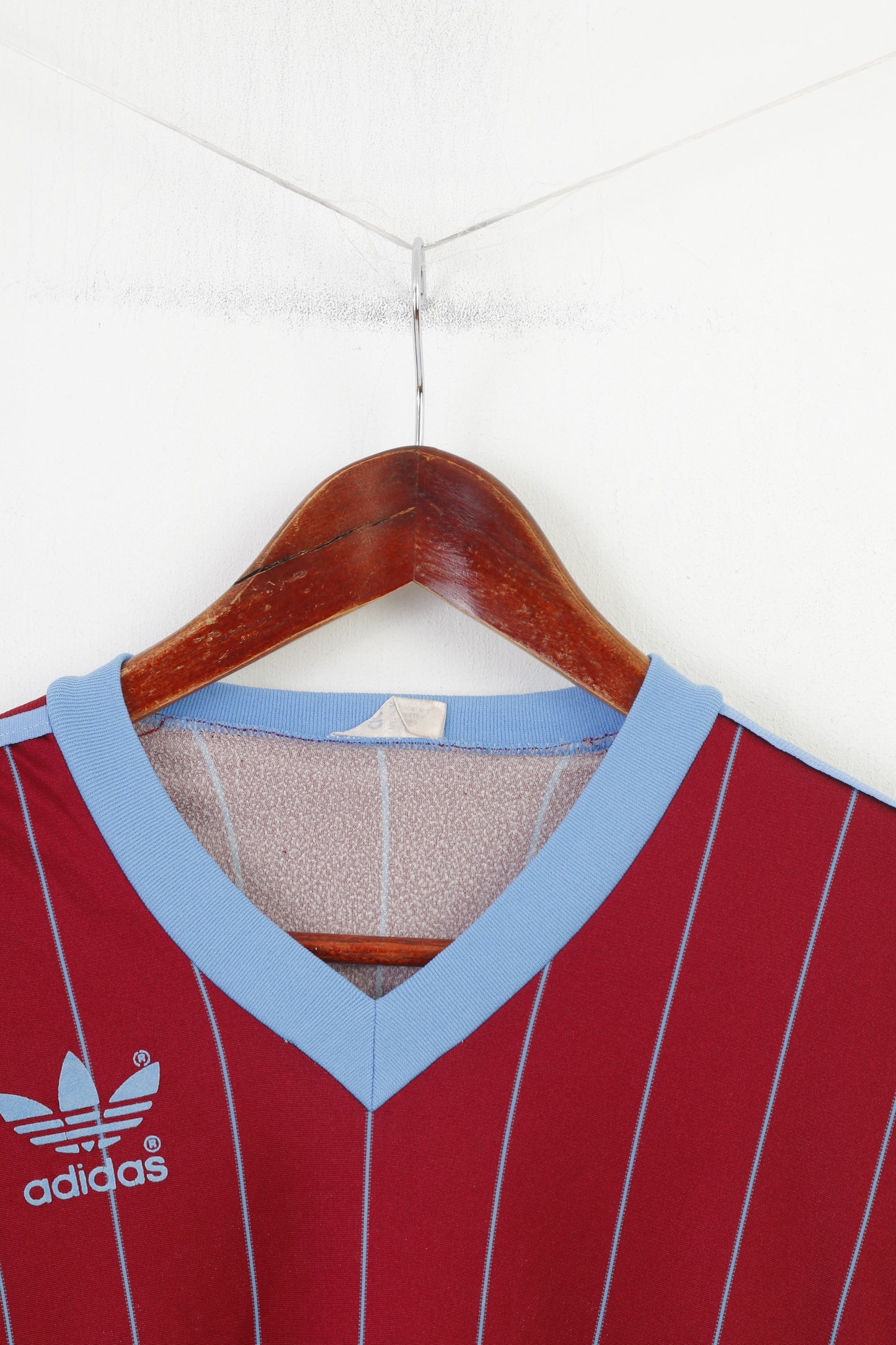 Maglietta Adidas Boy M 10 Age Borgogna Vintage anni '90 Prince Rupert Girocollo Top sportivo