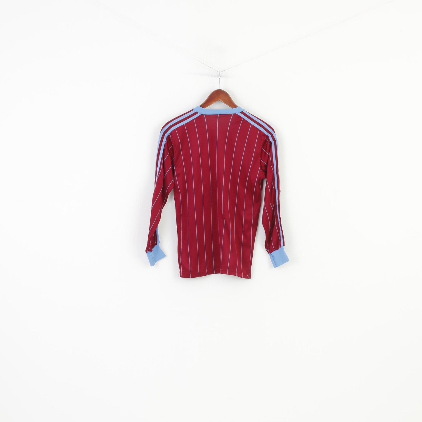 Maglietta Adidas Boy M 10 Age Borgogna Vintage anni '90 Prince Rupert Girocollo Top sportivo