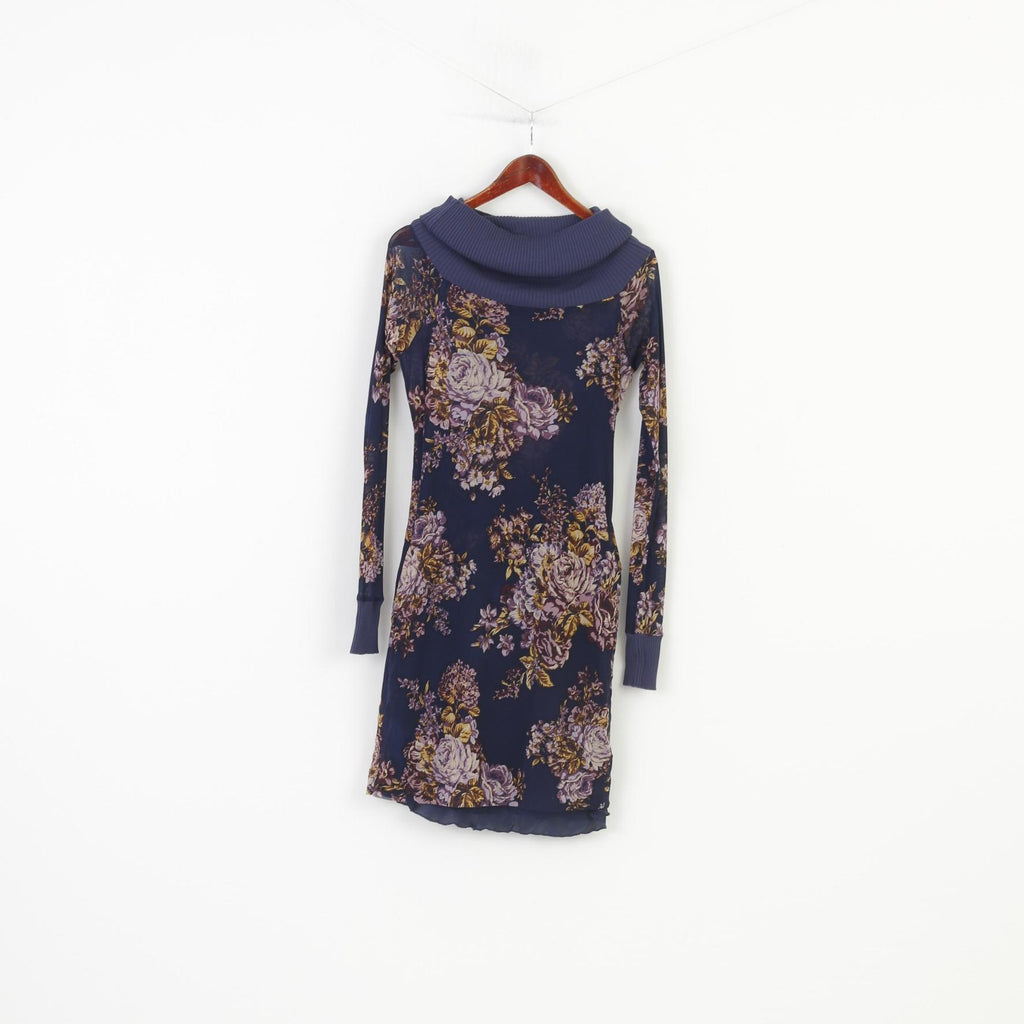 Liu Jo Woman M Dress Flower Print Long Sleeve Lining Mini Golf Vintage