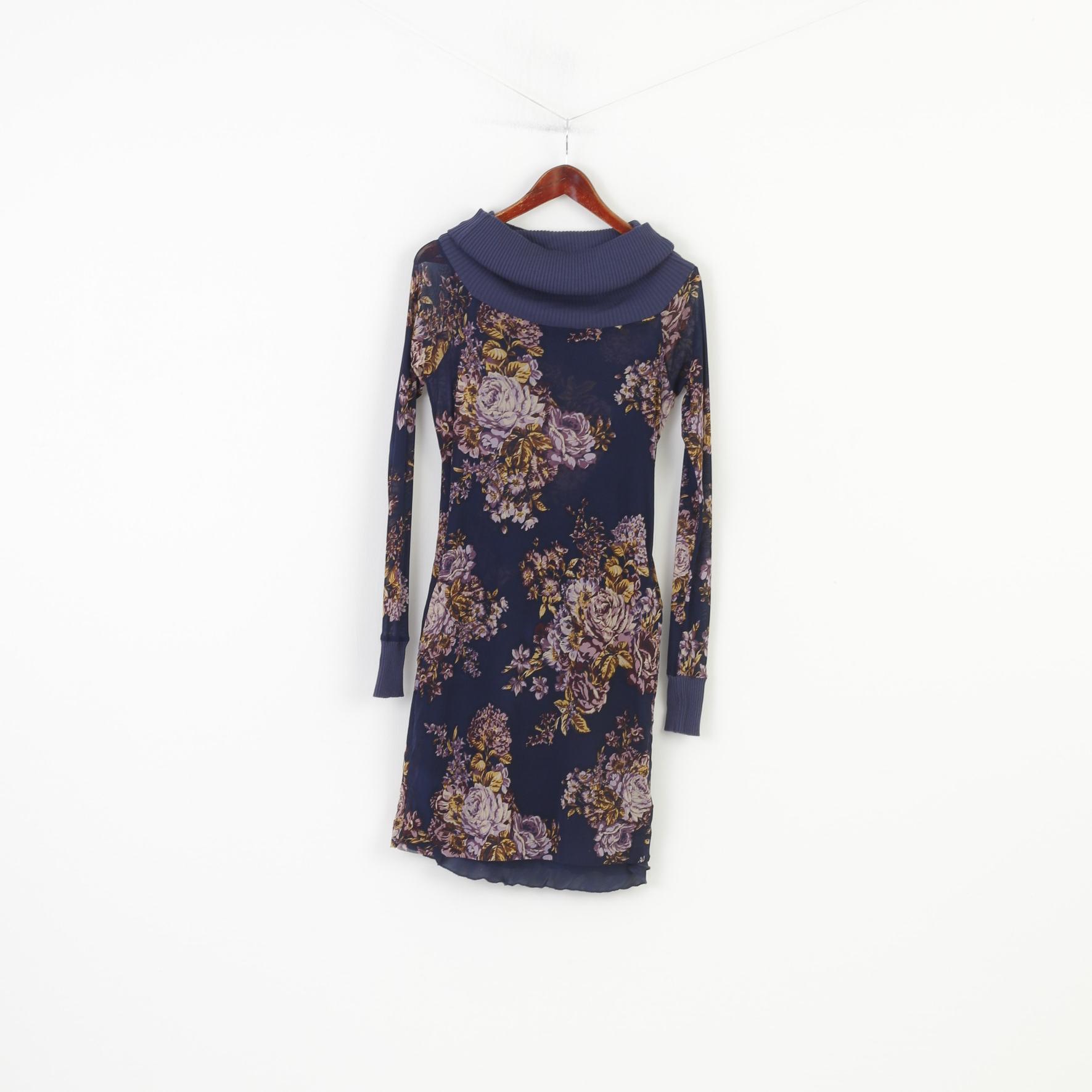Liu Jo Woman M Dress Flower Print Long Sleeve Lining Mini Golf Vintage