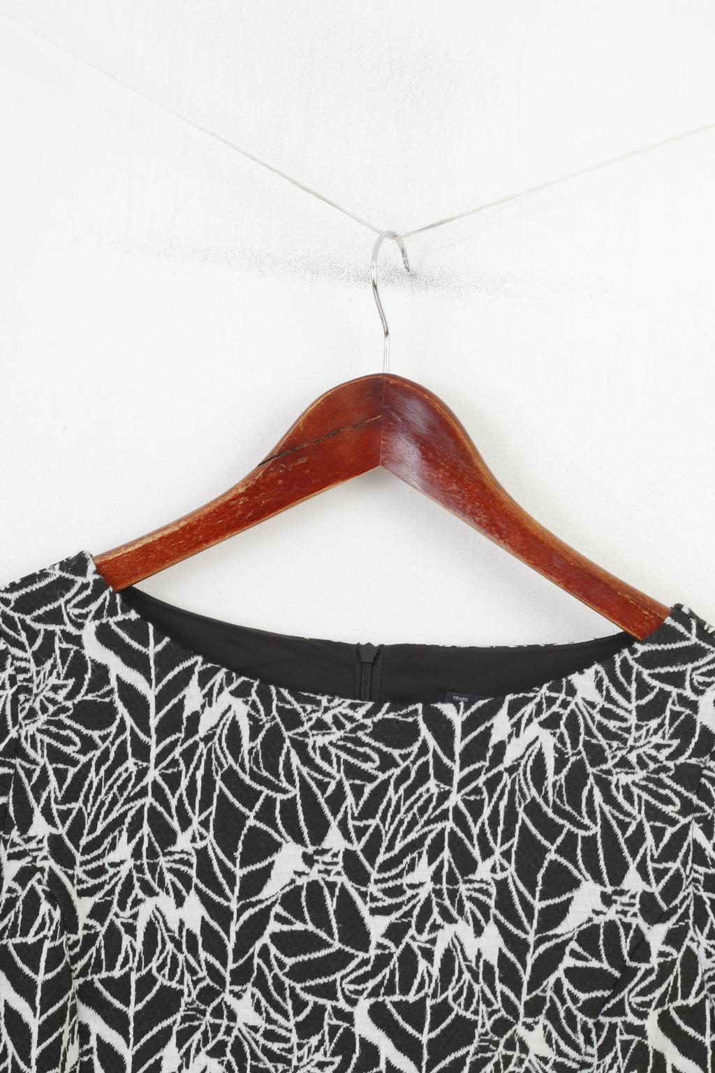 Armani Jeans Woman 42 M Dress Black Flower Print Long Sleeve Back Zipper Crew Neck Cotton