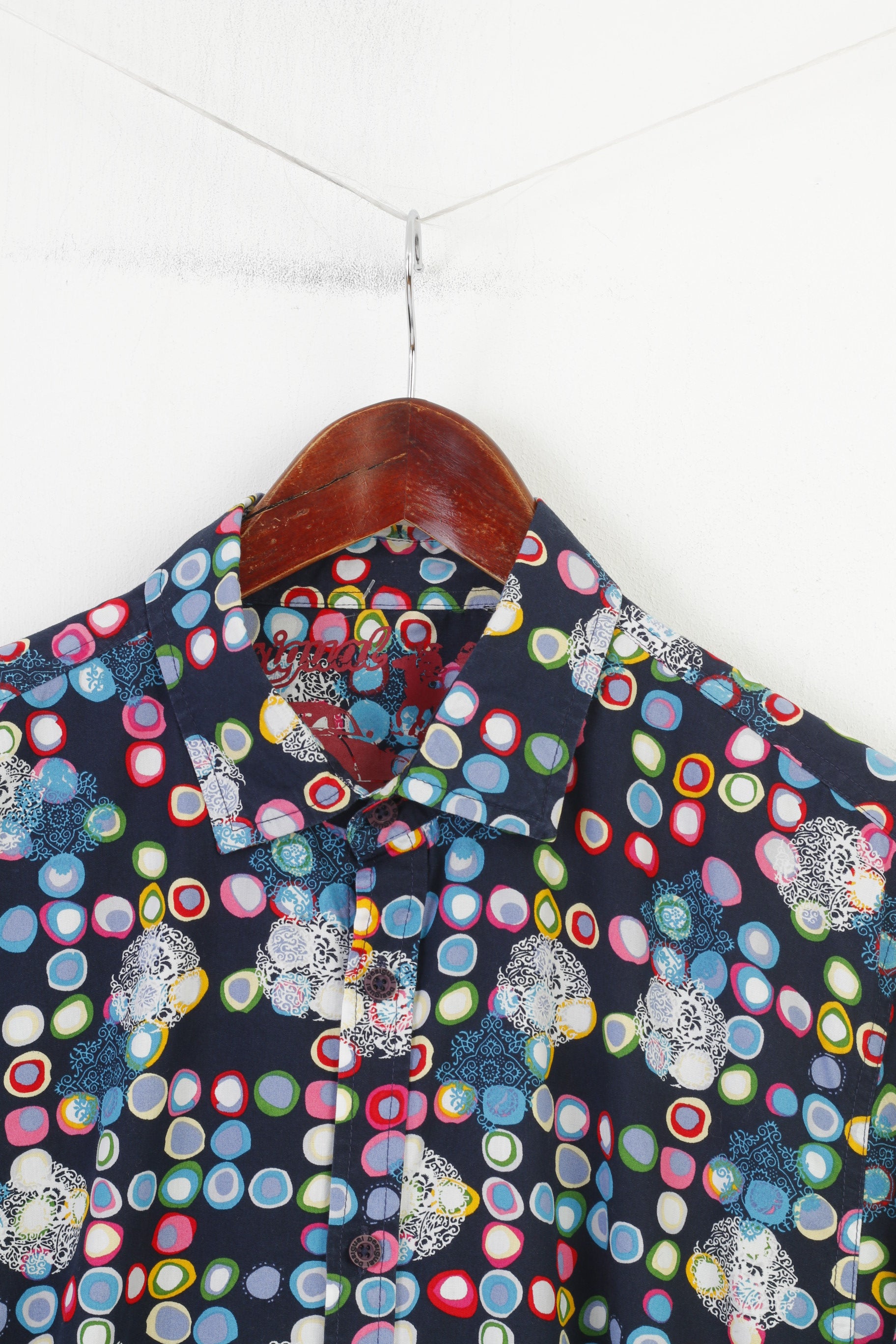 Desigual Uomo L Camicia Casual Manica Lunga Stampa Geometrica