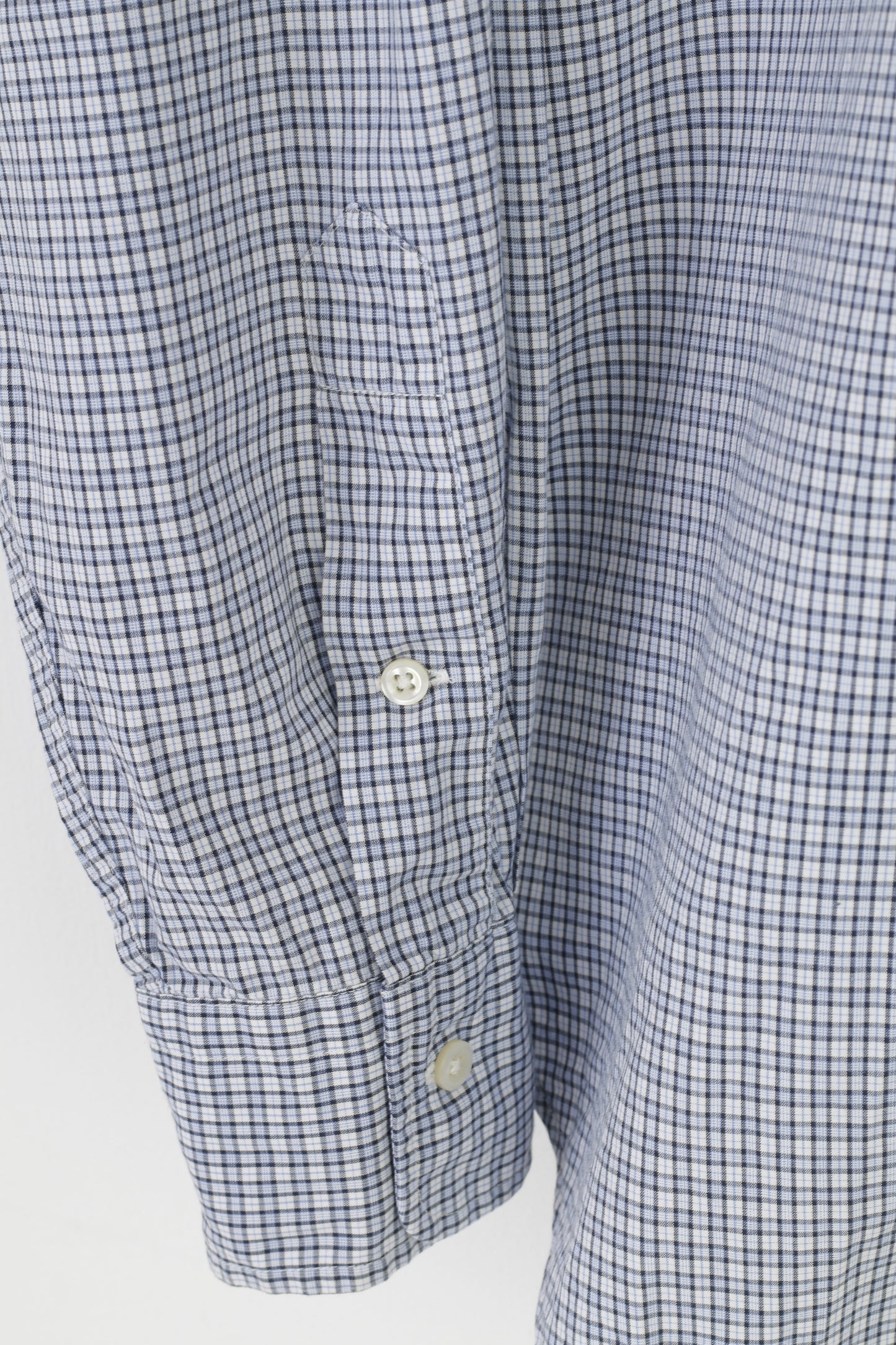 Ralph Lauren Men 34/35 15.5 Casual Shirt Long Sleeve Checkered Cotton Blue Classic Top