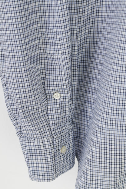 Ralph Lauren Uomo 34/35 15.5 Camicia casual a maniche lunghe in cotone a quadri blu classico