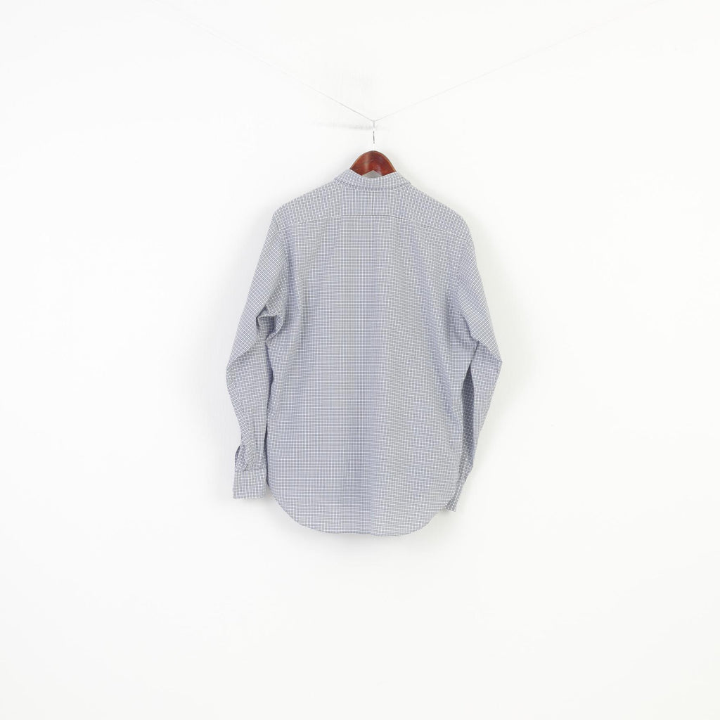 Ralph Lauren Uomo 34/35 15.5 Camicia casual a maniche lunghe in cotone a quadri blu classico