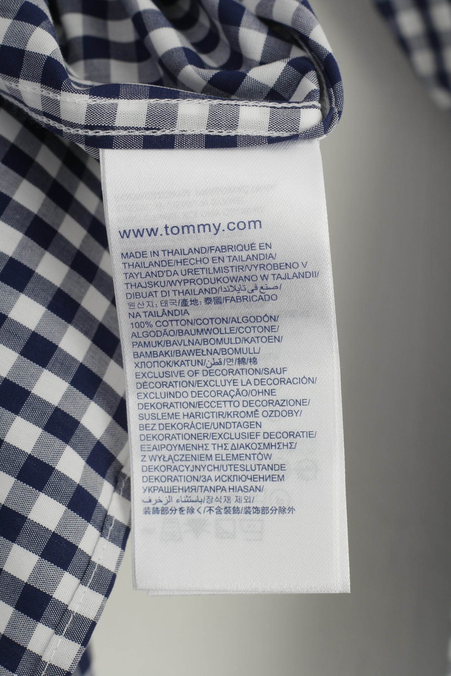 Tommy Hilfiger Men 39 15.5 Casual Shirt Checkered Navy Cotton Long Sleeve Classic Top