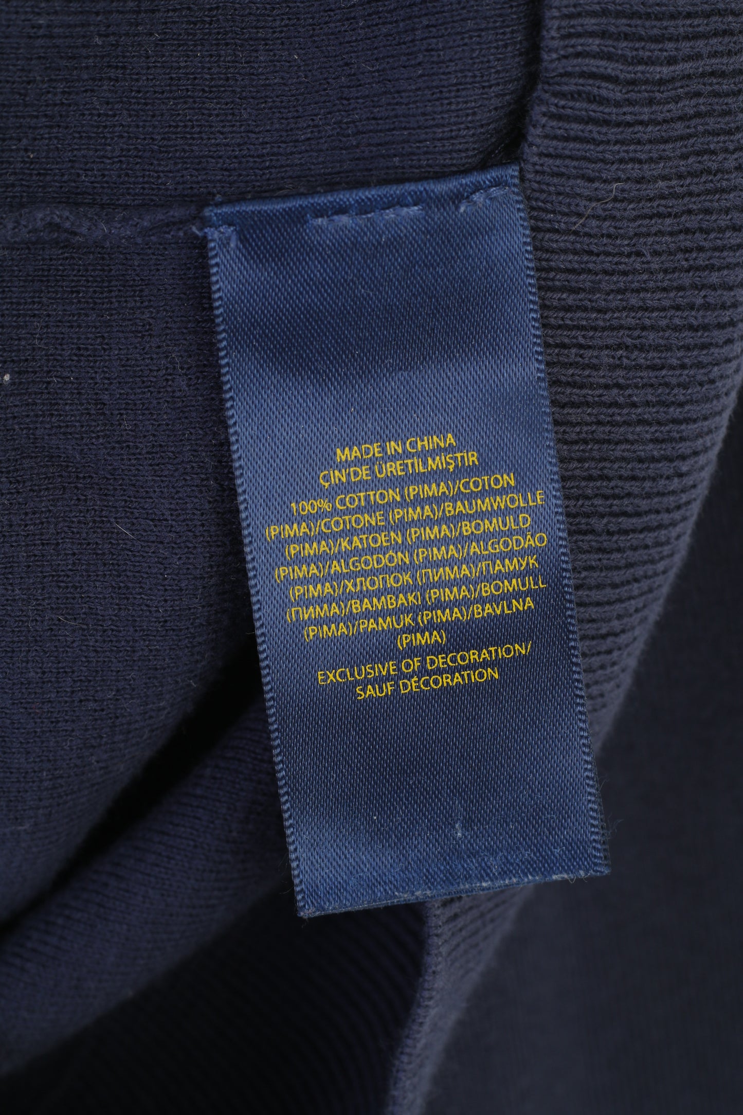 Polo Ralph Lauren Uomo M Maglione con scollo a V Prima Cotton Navy Classico Top