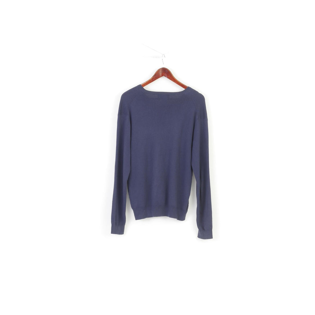 Polo Ralph Lauren Men M Jumper V Neck Prima Cotton Navy Classic Top