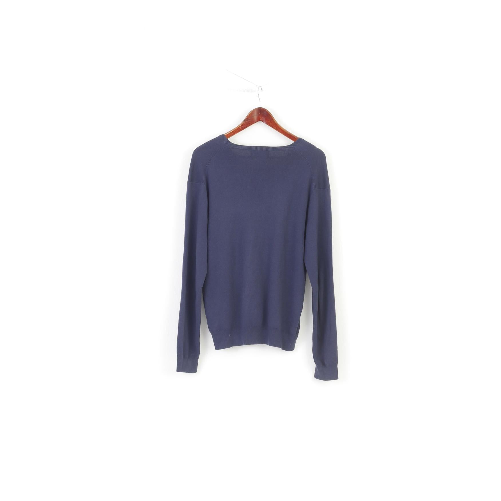 Polo Ralph Lauren Men M Jumper V Neck Prima Cotton Navy Classic Top