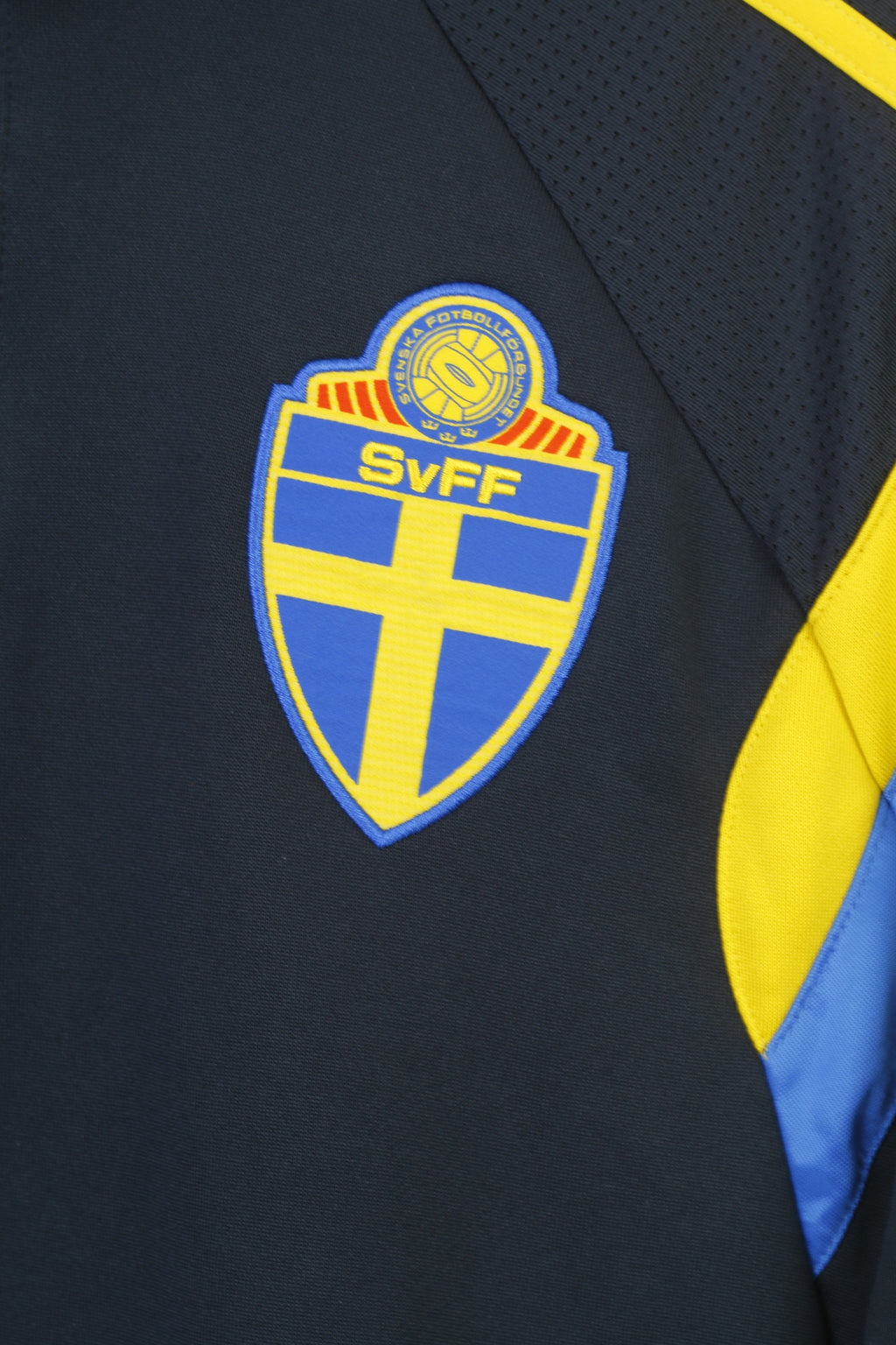 Adidas Men M Sweatshirt Sport Zip Neck Climacool Navy Fotboll SvFF Training 3 Stripes Vintage Top