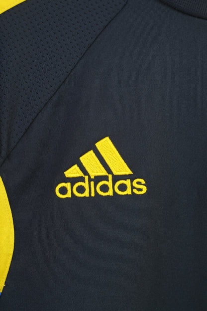 Adidas Uomo M Felpa Sport Zip Neck Climacool Navy Fotboll SvFF Training 3 Stripes Vintage Top
