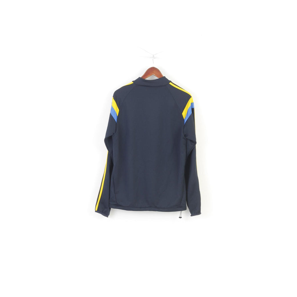 Adidas Men M Sweatshirt Sport Zip Neck Climacool Navy Fotboll SvFF Training 3 Stripes Vintage Top