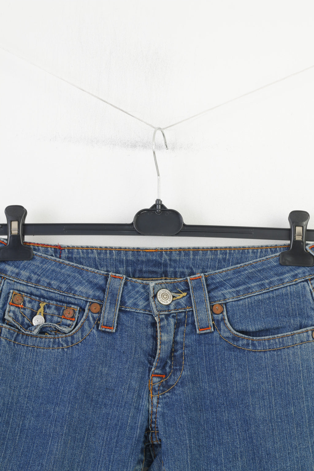 True Religion Woman 27 Trousers Jeans Blue Cotton Low Waist Vintage Pants