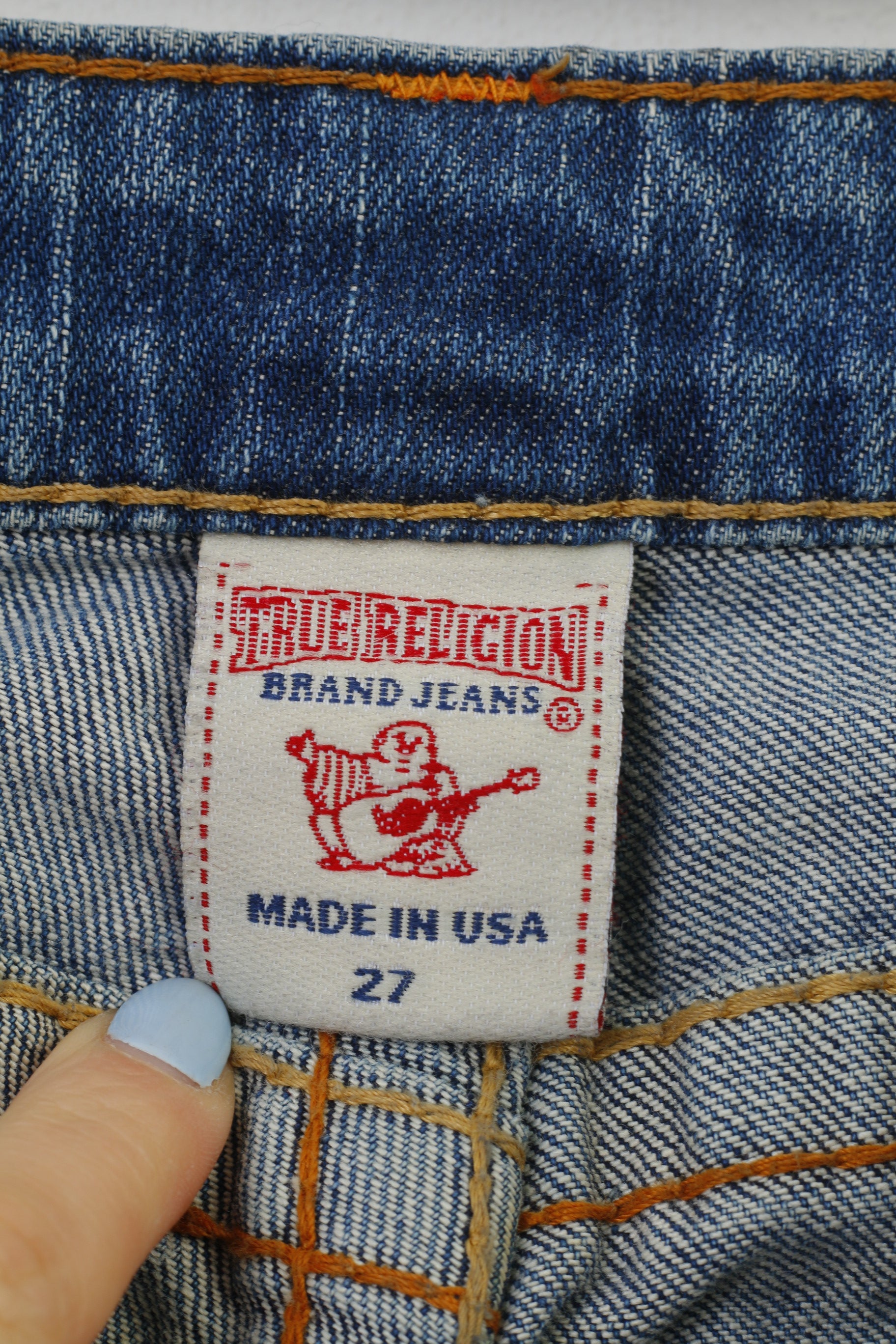 True Religion Woman 27 Trousers Jeans Blue Cotton Low Waist Vintage Pants