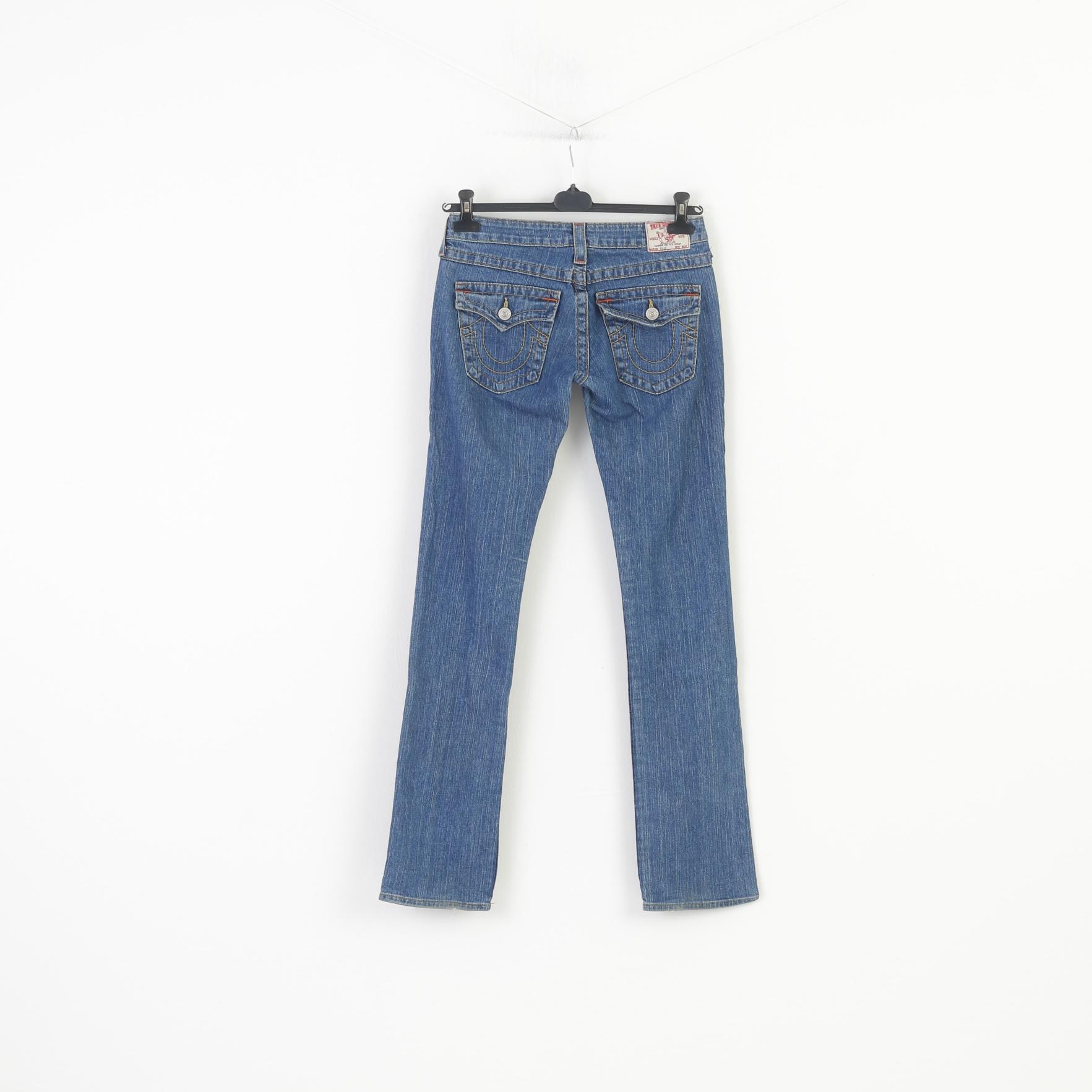 True Religion Woman 27 Trousers Jeans Blue Cotton Low Waist Vintage Pants