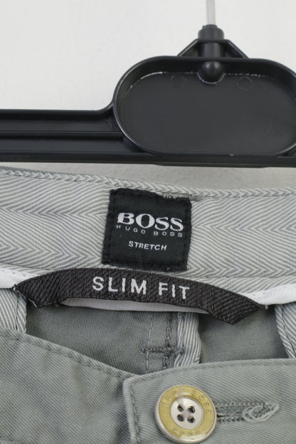 Hugo Boss Men 50 34 Trousers Grey Stretch Fit Cotton Classic Jeans Pants