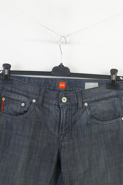 Pantaloni Hugo Boss Uomo 30 Pantaloni jeans classici dritti a vita bassa in cotone elasticizzato blu