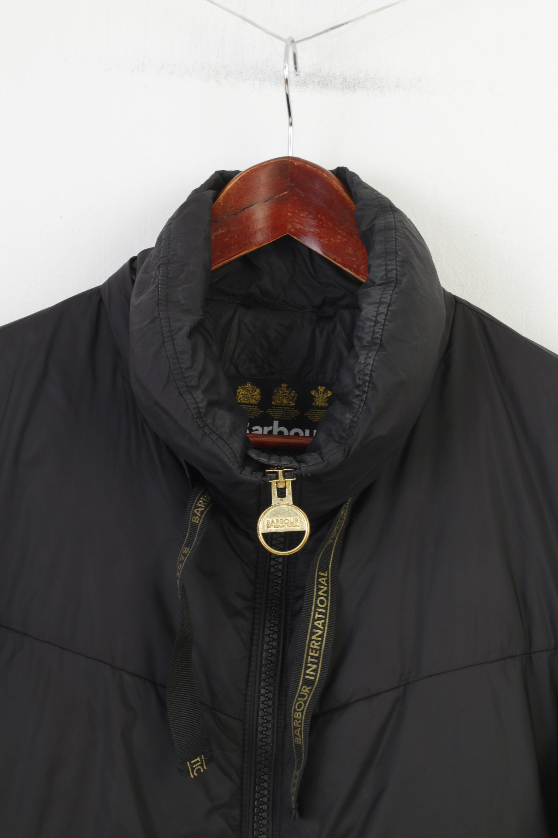 Barbour International Woman 12 38 M Jacket Black Padded Full Zipper Nylon Waterproof Top