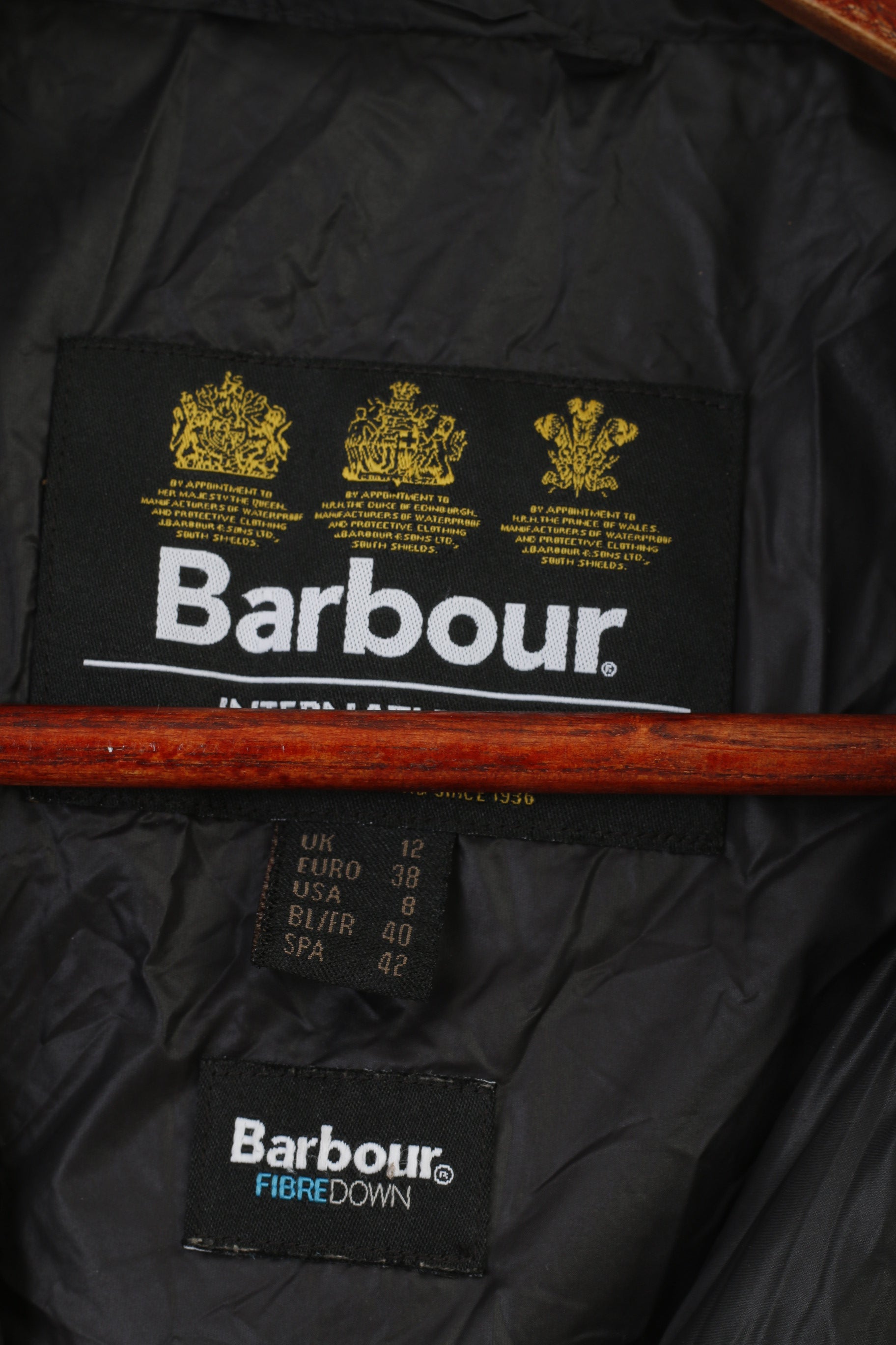 Barbour International Woman 12 38 M Jacket Black Padded Full Zipper Nylon Waterproof Top