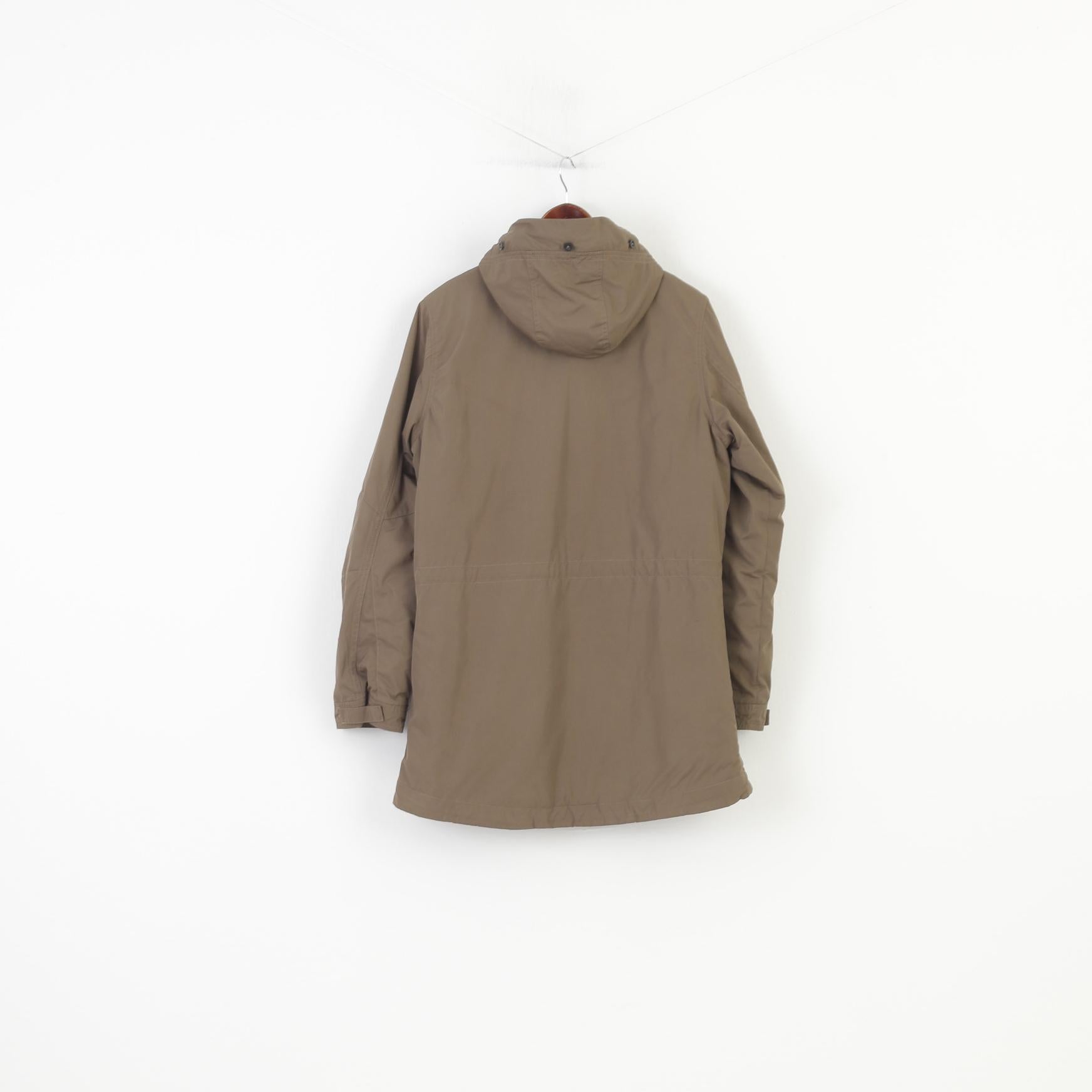 Nike Woman L Jacket Khaki Ful Zipper Hood Padded Pockets Vintage Top