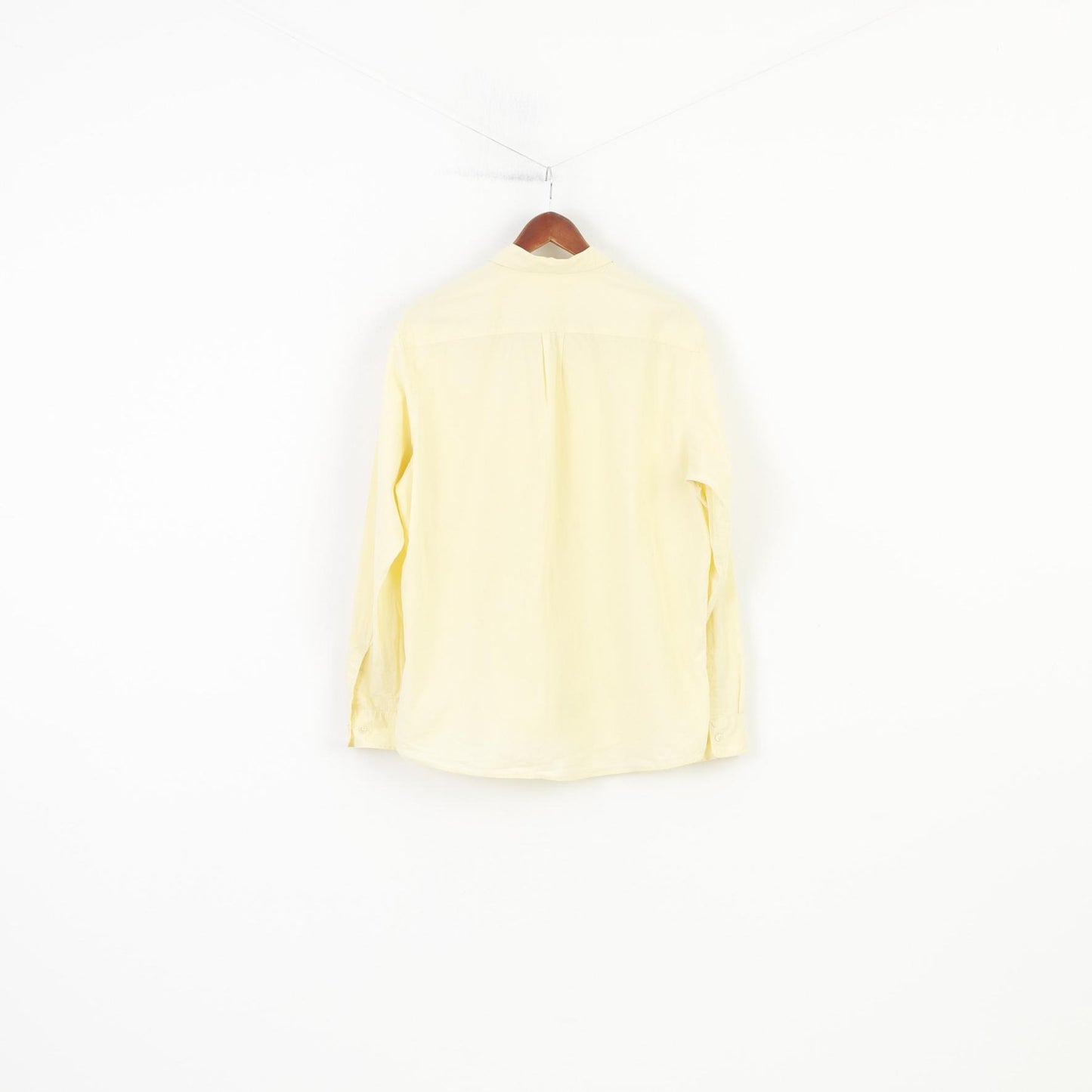 H&M Men L Casual Shirt Yellow Long Sleeve Cotton Collar Top