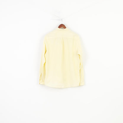 H&M Men L Casual Shirt Yellow Long Sleeve Cotton Collar Top