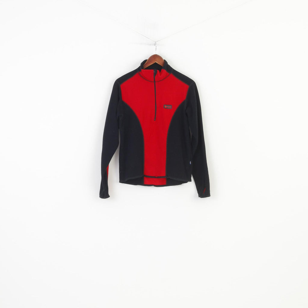Fjallraven Boy 10 Age Fleece Zip Neck Red Collar Sports Vintage Top