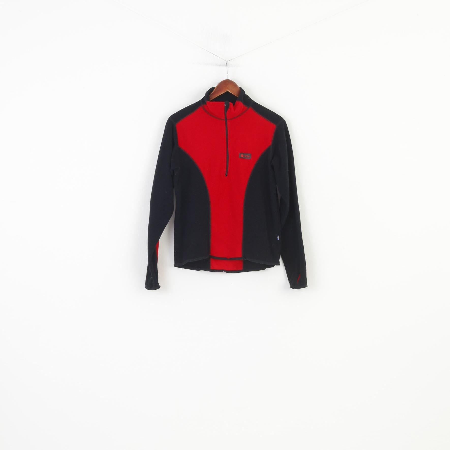 Fjallraven Boy 10 Age Fleece Zip Neck Red Collar Sports Vintage Top