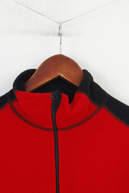 Fjallraven Boy 10 Age Fleece Zip Neck Red Collar Sports Vintage Top