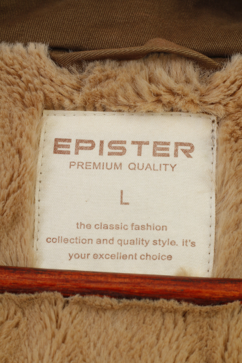 Epister Woman L M Jacket Khaki Padded Full Zipper Hood Winter Pockets Cotton Vintage Top