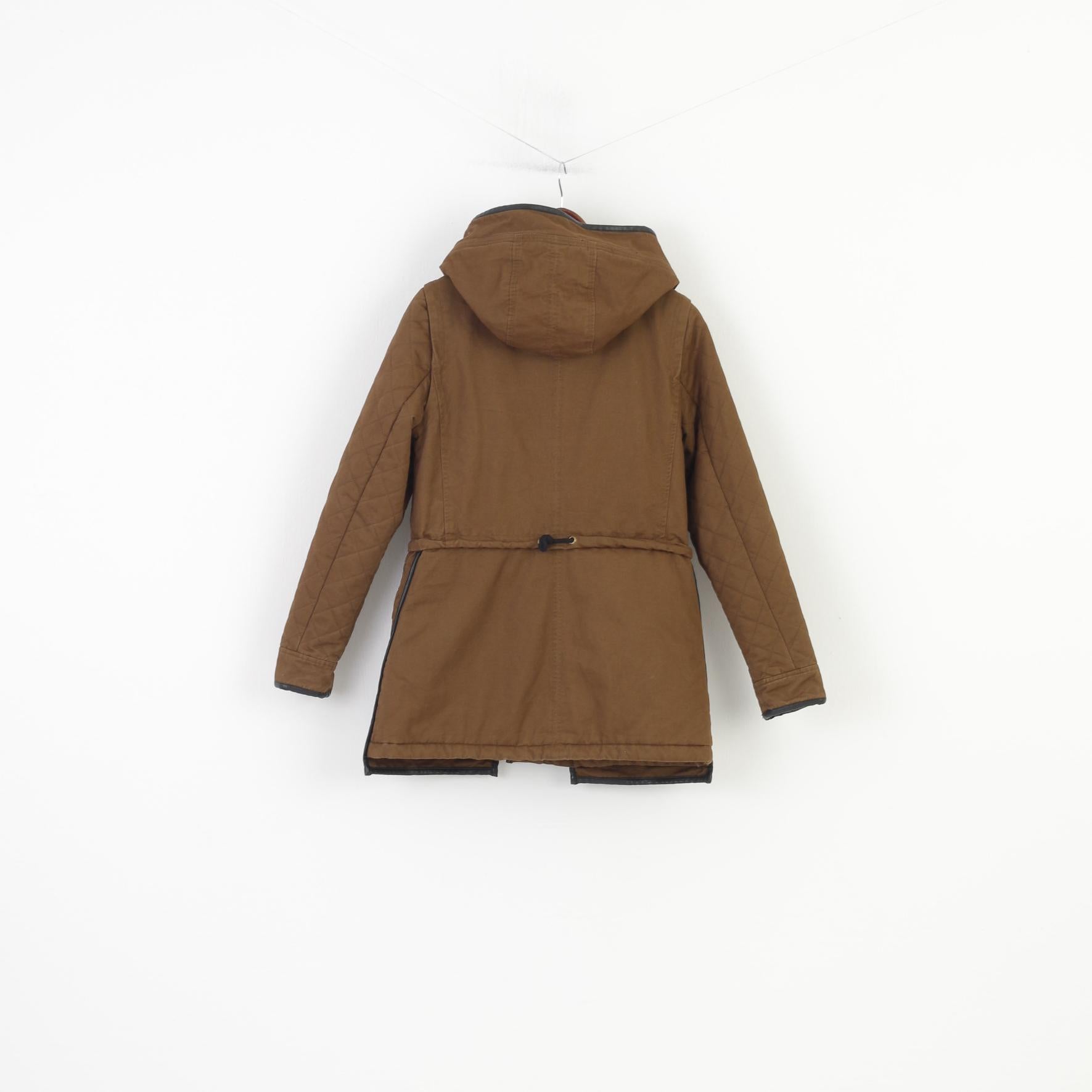 Epister Woman L M Jacket Khaki Padded Full Zipper Hood Winter Pockets Cotton Vintage Top