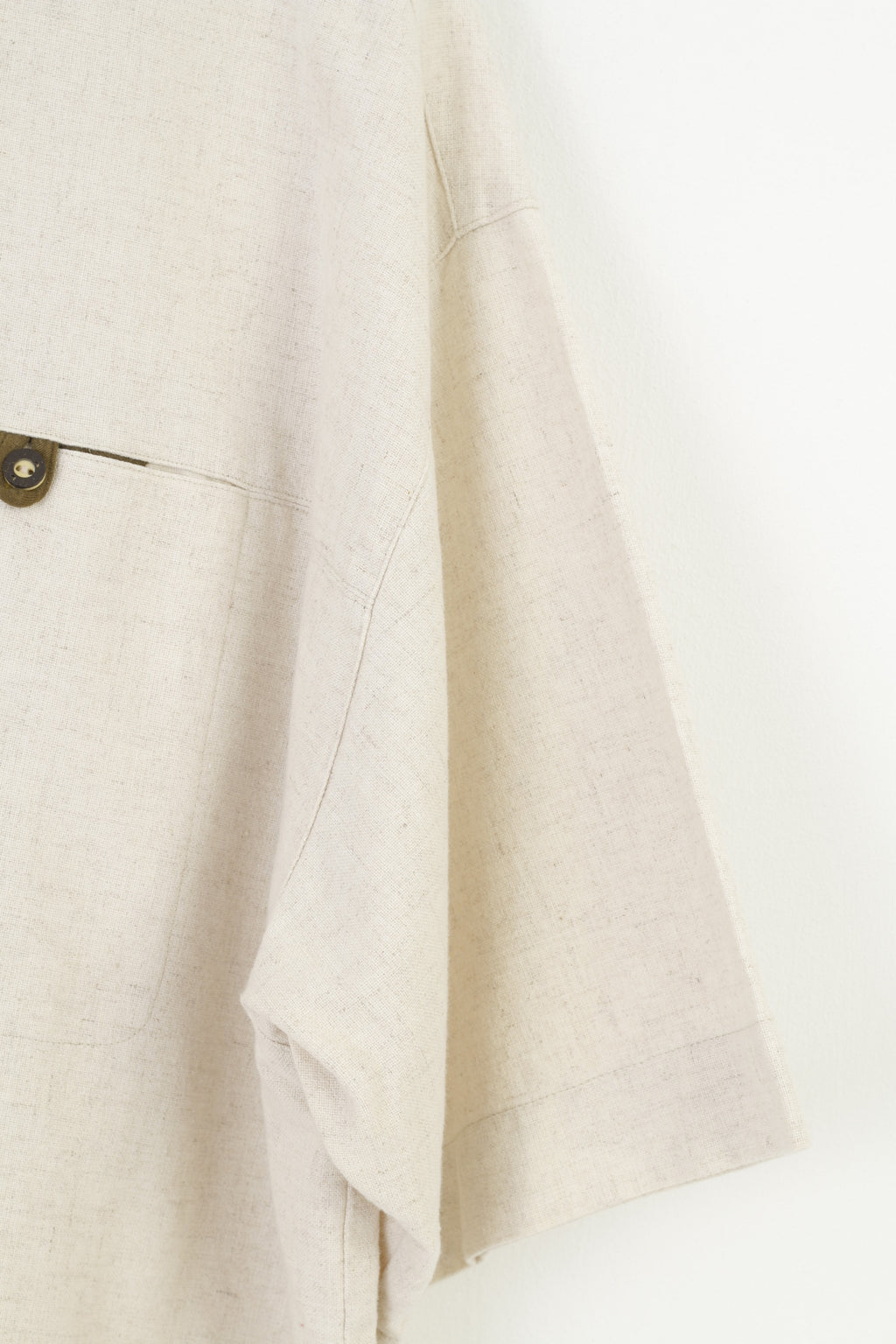 Landhaus Mode Camicia casual XXL da uomo in lino color crema Trachten manica corta vintage country