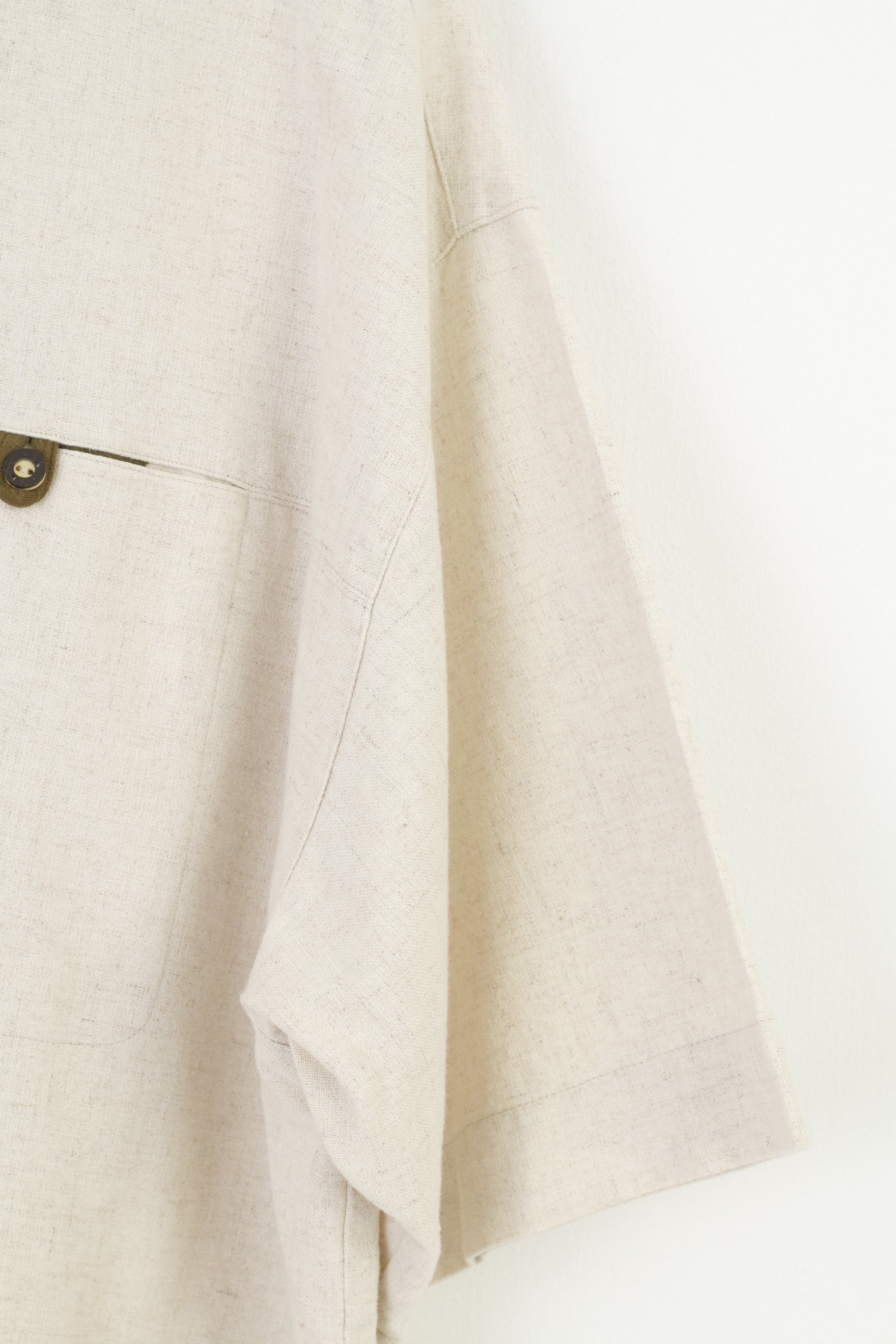 Landhaus Mode Camicia casual XXL da uomo in lino color crema Trachten manica corta vintage country