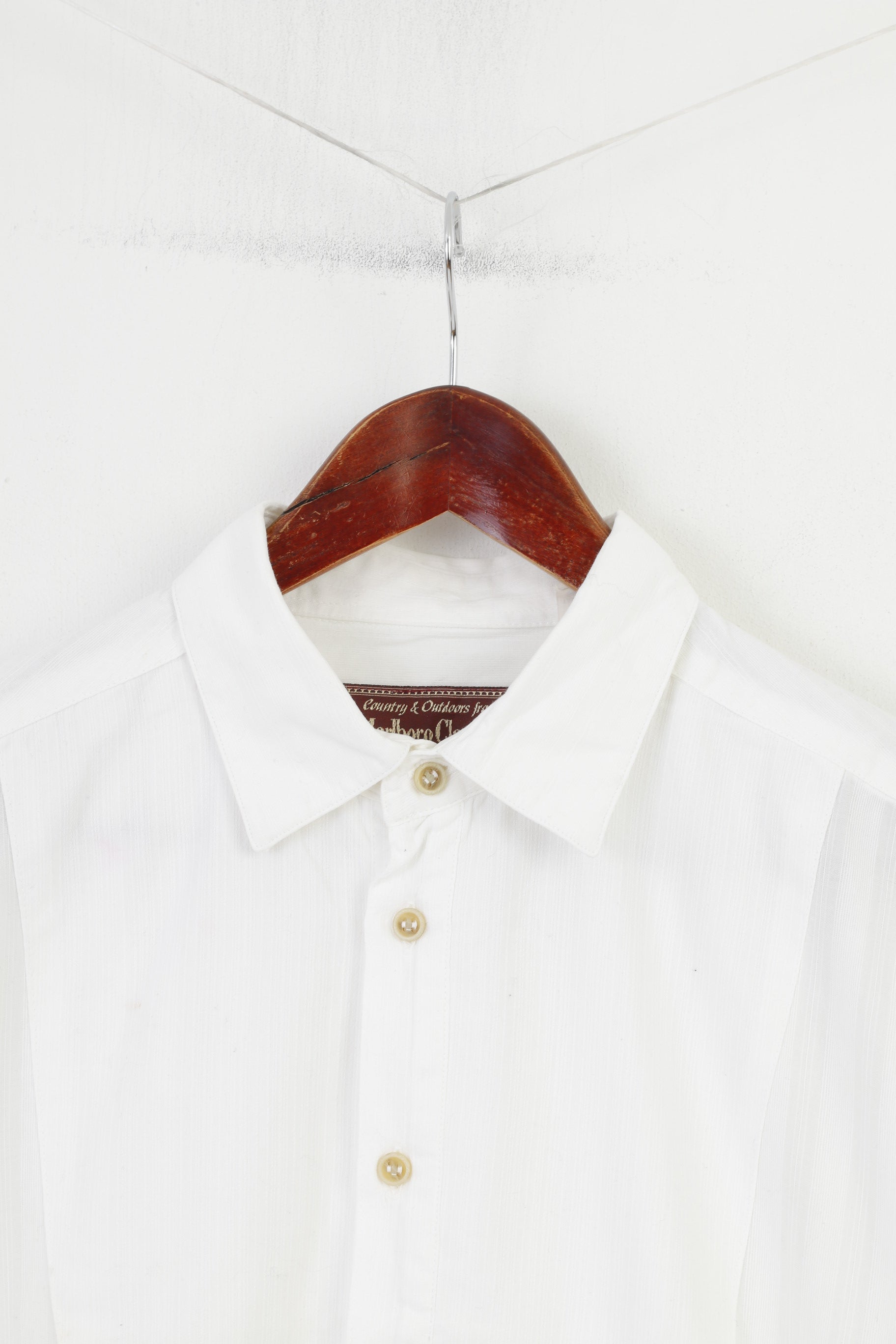 Marlboro Classics Camicia casual da uomo XL a maniche lunghe in cotone bianco country vintage