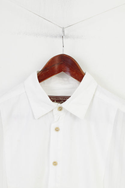 Marlboro Classics Camicia casual da uomo XL a maniche lunghe in cotone bianco country vintage