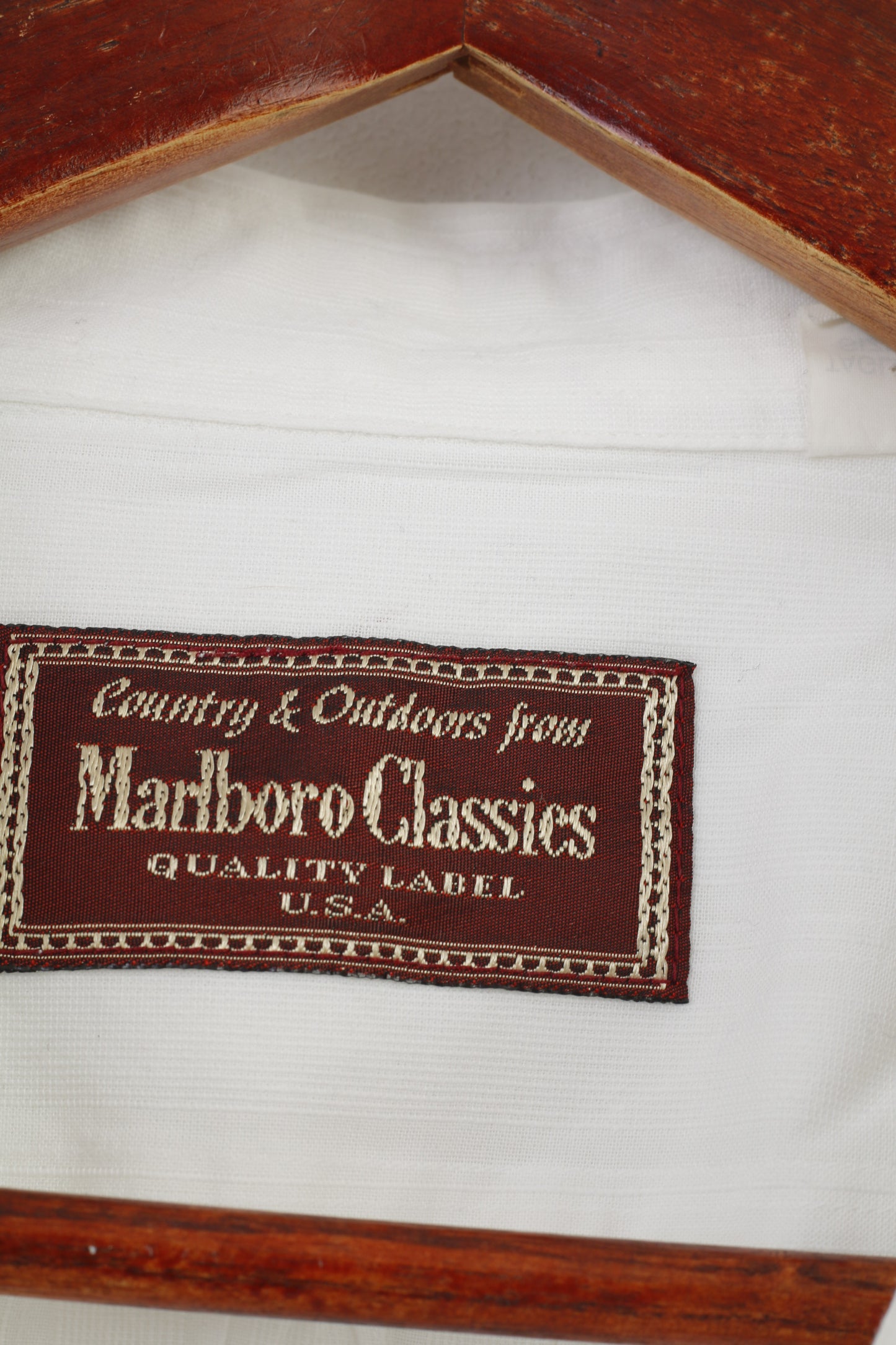 Marlboro Classics Camicia casual da uomo XL a maniche lunghe in cotone bianco country vintage