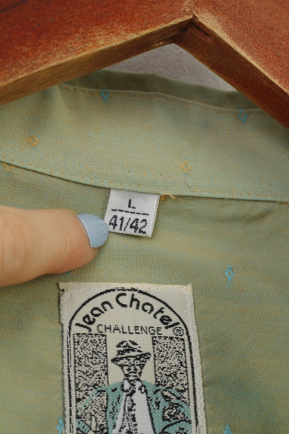 Jean Chatel Homme L Chemise Décontractée Vert Coton Manches Longues Vintage Haut À Manches Longues