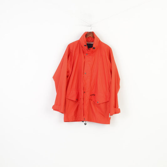 Schoffel Men L Jacket Orange Hood Full Zipper Pockets Vintage Top