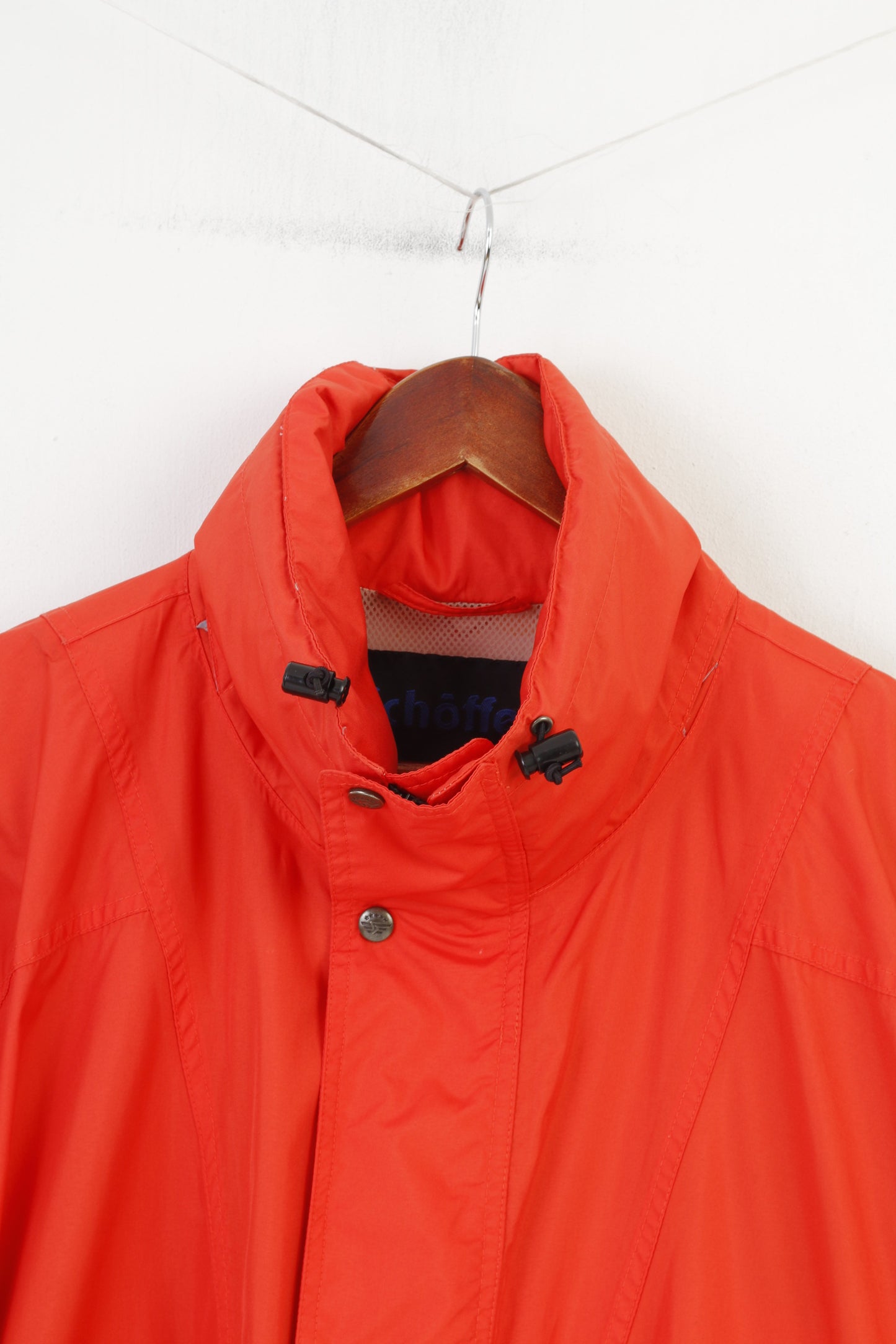 Schoffel Hommes L Veste Orange Extérieur Léger Capuche Cachée Fermeture Éclair Complète Vintage Top 