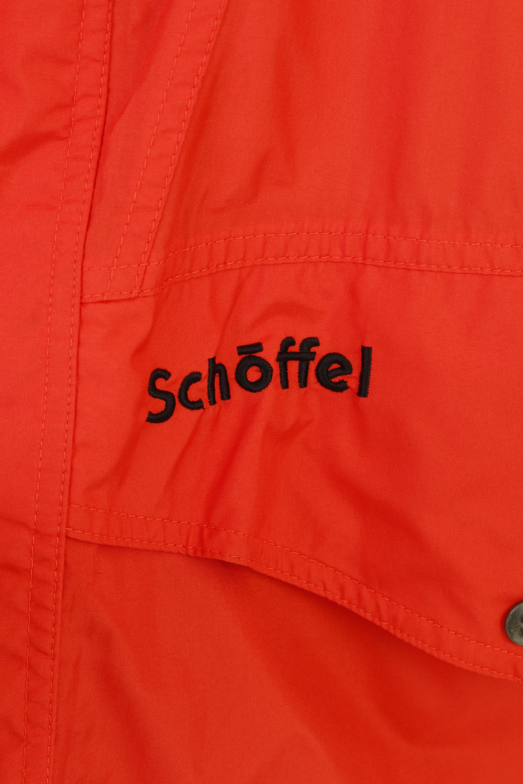 Schoffel Men L Jacket Orange Outdoor Lightweight Hidden Hood Full Zipper  Vintage Top