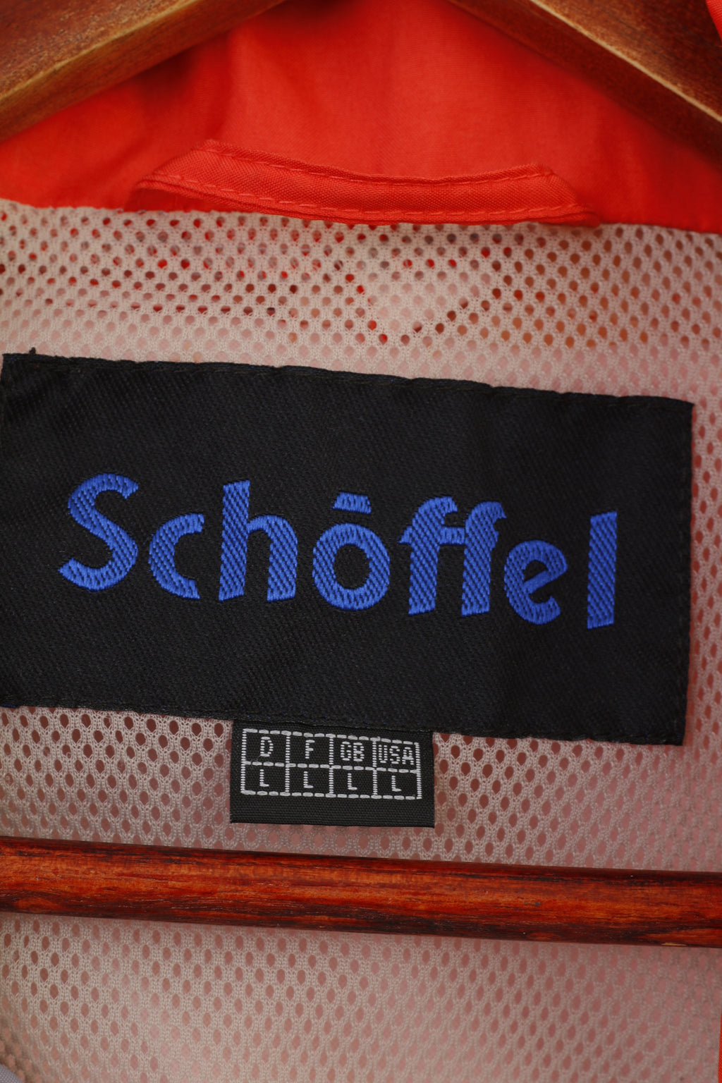 Schoffel Men L Jacket Orange Outdoor Lightweight Hidden Hood Full Zipper  Vintage Top