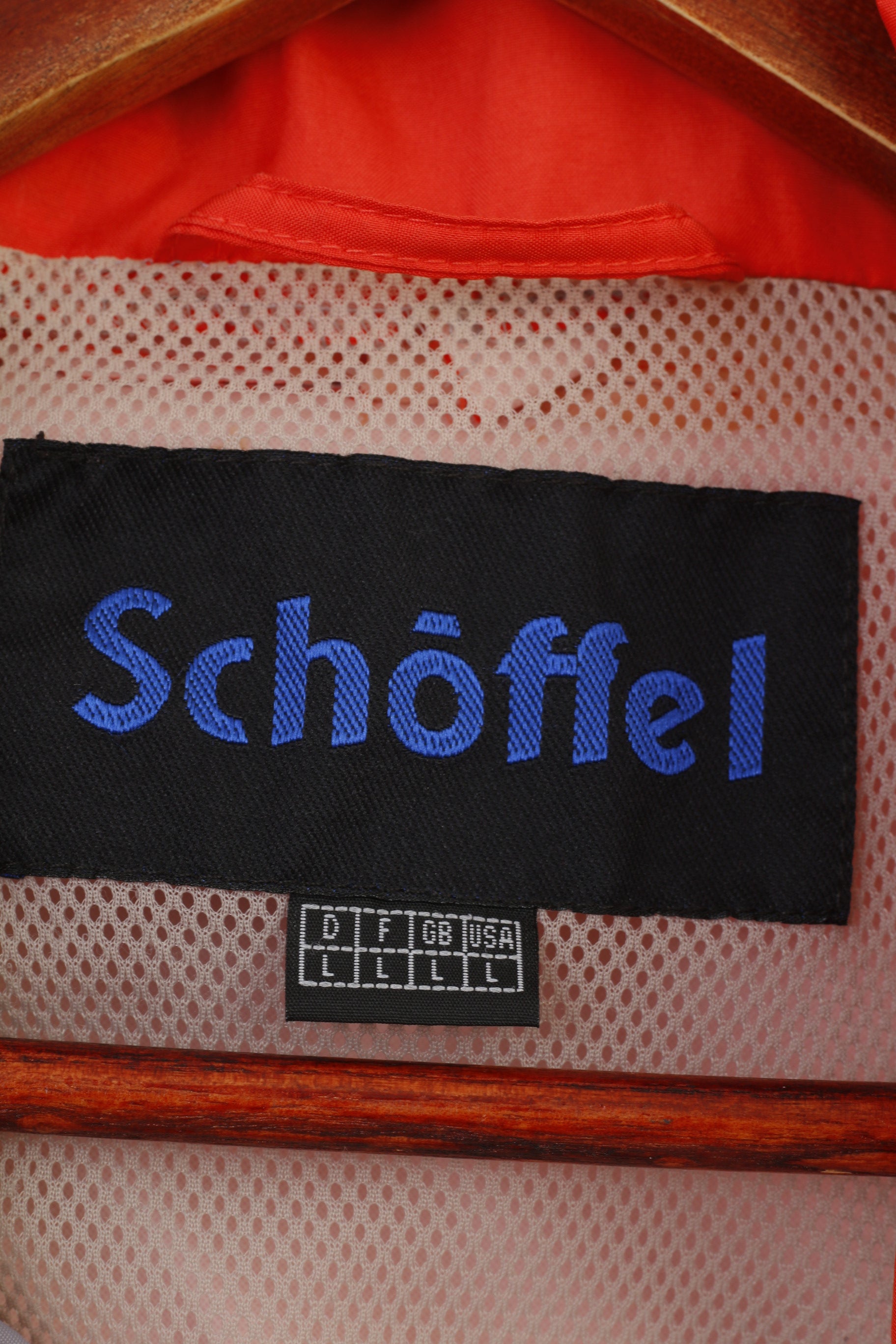 Schoffel Men L Jacket Orange Outdoor Lightweight Hidden Hood Full Zipper  Vintage Top