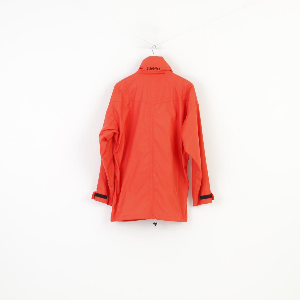 Schoffel Men L Jacket Orange Outdoor Lightweight Hidden Hood Full Zipper  Vintage Top