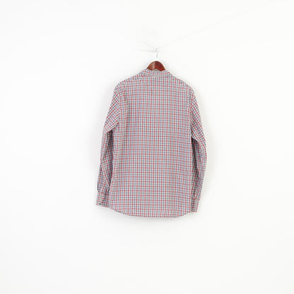 Camicia casual Marlboro Classics da uomo XL Top vintage in cotone slim fit a quadretti in cotone bordeaux