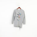 Bright Girl Woman L Longsleeve Grey Sequins Skull Graphic Zipper Cotton Top