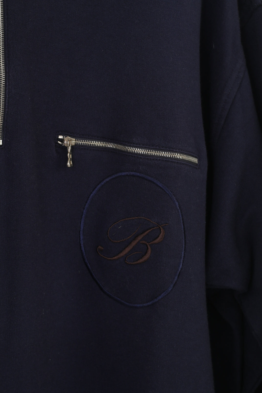 Bogner Men XXL Shirt Navy Cotton Longsleeve Zip Neck Vintage 90s Sport Pocket Top